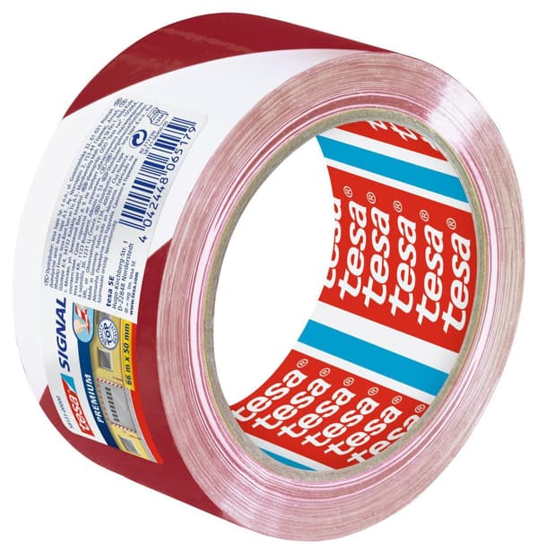 Golvmarkering TESA Prem.50mmx66m röd/vit