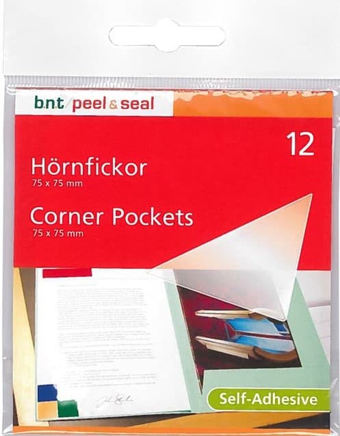 Hörnfickor självhäftande 75x75 mm 12-pack BNT Office