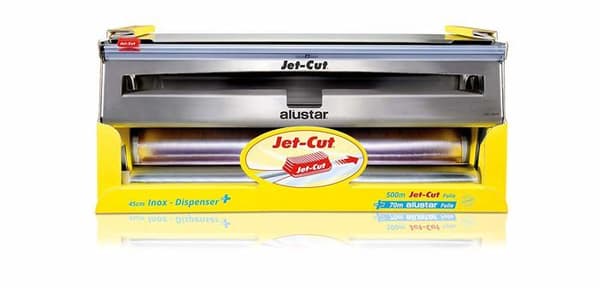 Jet-cut - 296 - Påfyllningssystem för matfilmer i rostfritt stål 45 cm, med 500 m film + 70 m Alustar-film