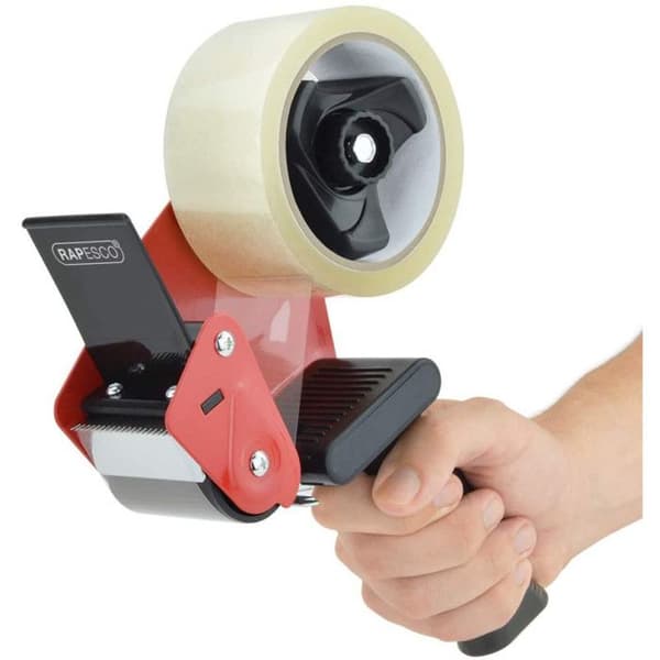 Safety Tape Dispenser 960 - RAPESCO - för bredd 50 mm - slitstarkt stål - justerbar rullbroms
