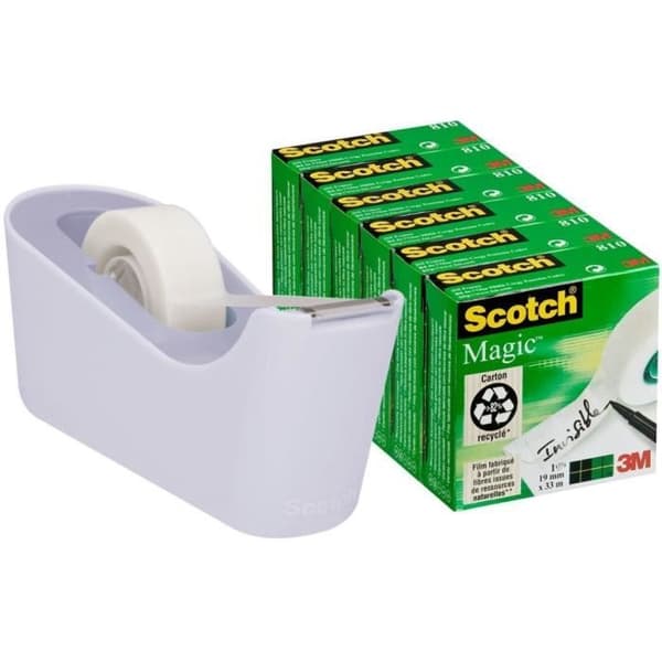 SCOTCH Dispenser C18L-6 Lavendel + 6 rullar Magic tejp - 19 mm x 33 m