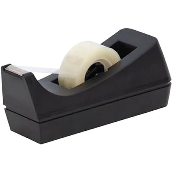 Tejp hållare - Q-CONNECT - Plastmodell - 19 mm x 33 m - Halkfri bas - Svart