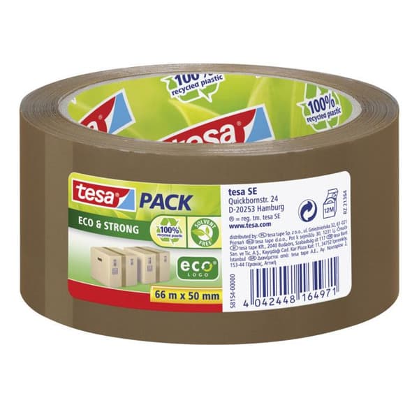Tejpbands - tesa - tesapack Eco &amp; Strong - 66 m - 50 mm - Brun