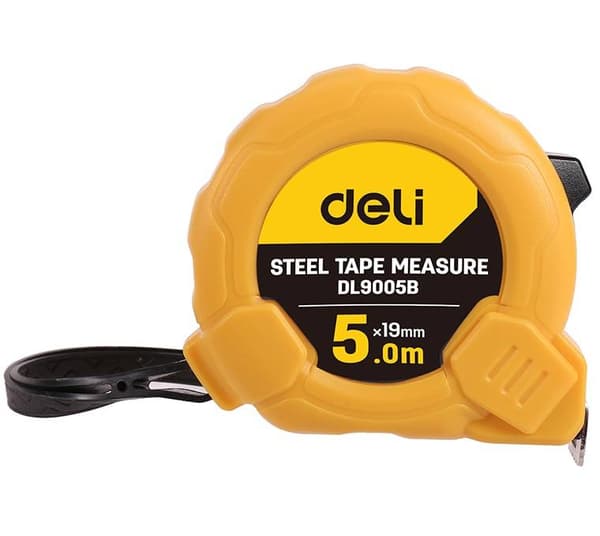 Steel Measuring Tape 5m/19mm Deli Tools EDL9005B (yellow)
