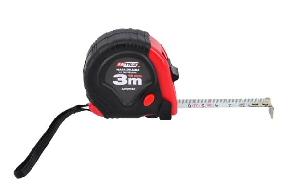 AWTOOLS RULLEMÅL RØD-SORT 7,5mx 25mm