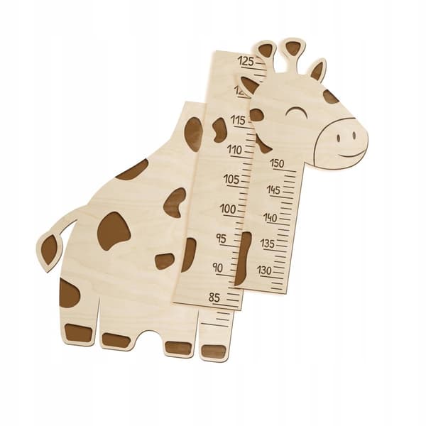 Trämått HÖJDMÅTT för barnvägg GIRAFFE gjord av plywood 150cm