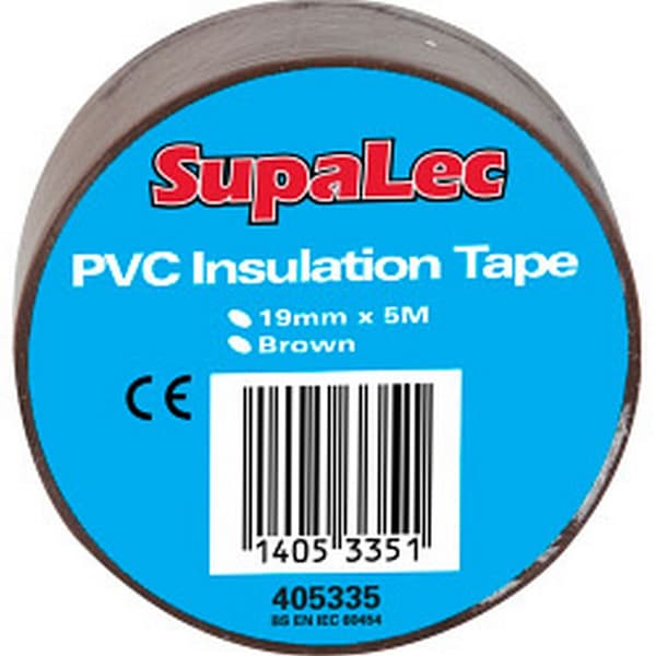 SupaLec PVC-isoleringstape (pakke med 10 stk.) Brown 19mm x 5m