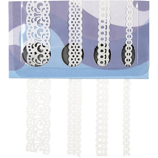 Pappersspets 4 mönster - Bredd 8-23 mm - 4 rullar x 2 m