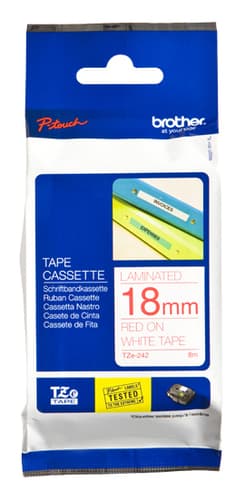 Brother TZe tape 18mmx8m red/white
