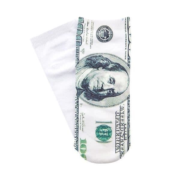 Strumpor i form av 100 dollarsedlar * Material: 0% bomull, 17% nylon och 3% spandex * storlek: one size 36-43 *