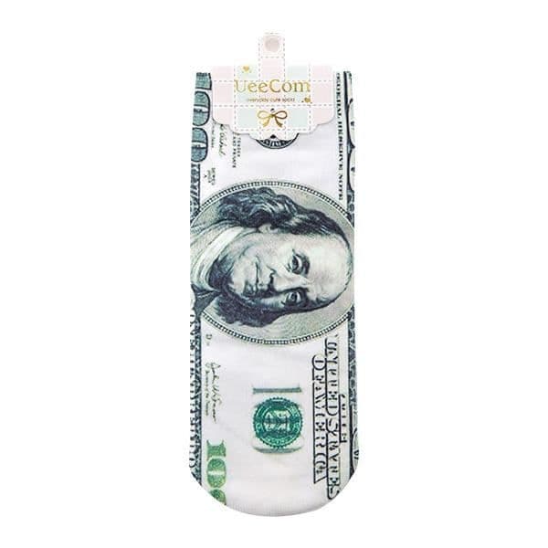 Strumpor i form av 100 dollarsedlar * Material: 0% bomull, 17% nylon och 3% spandex * storlek: one size 36-43 *