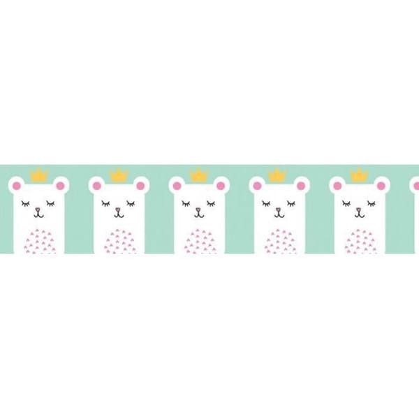 Washi tejp - Vit björnprinsessa - 15 mm x 10 m - Färg / Mönster: Björnprinsessa