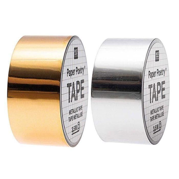 2 st spegelmaskeringsband 1,9 cm x 3,5 m - silver & guld