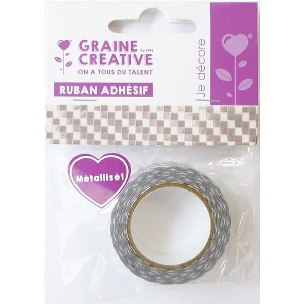 Maskeringstejp 1,5 cm x 10 m - Damier - silver