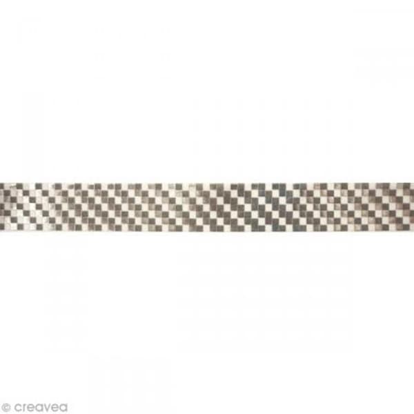 Maskeringstejp 1,5 cm x 10 m - Damier - silver