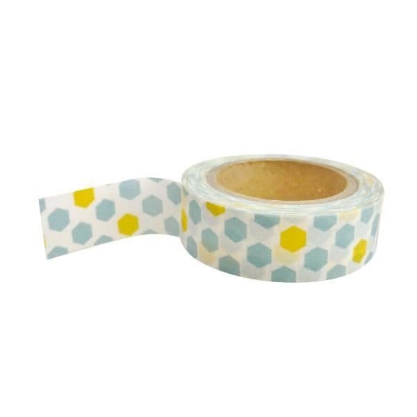 Maskeringstejp - Obestämd - Blåa och gula mönster - Japanskt washi-papper - 10 m x 1,5 cm - Återanvändbar