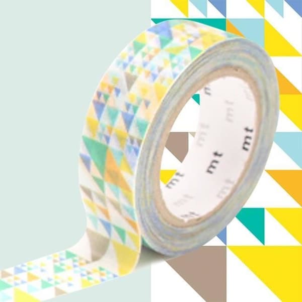 Maskeringstejp - MT - Motiv triangel blå - Klistermärke - Omplacerbar - Washi-papper