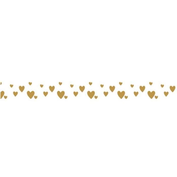 Washi Tape Gyllene hjärtan på vit bakgrund - 15 m x 1 cm