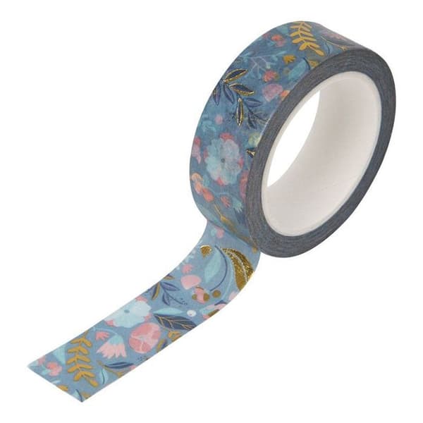 Maskeringstejp - Draeger Paris - Blommor - 10 M - Blå, Rosa, Guld