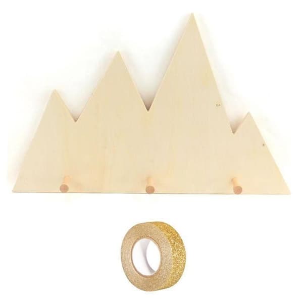 Klädhängare i trä Berg 45 x 28,5 cm + gyllene glittrande masking tape 5 m