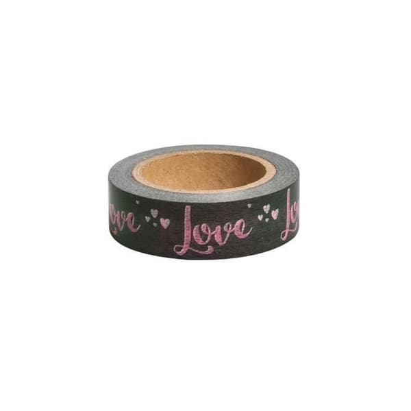 Washi Tape Kärlek på taupe bakgrund - 15 m x 3 cm