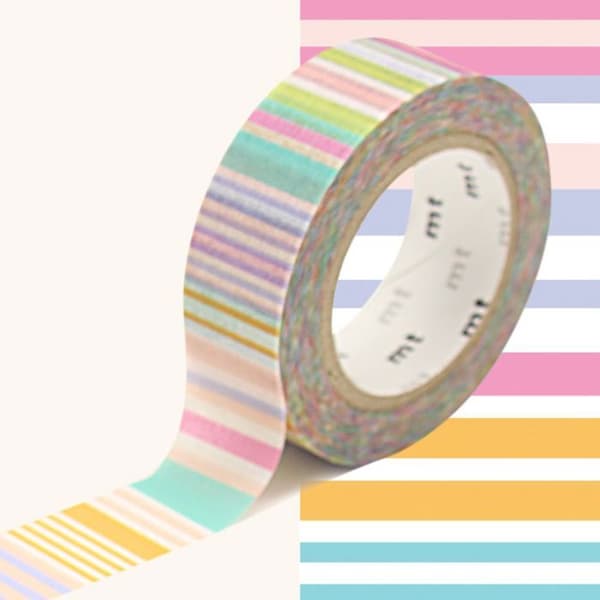 Multi-line pastell maskeringstejp - 1,5 cm x 7 m