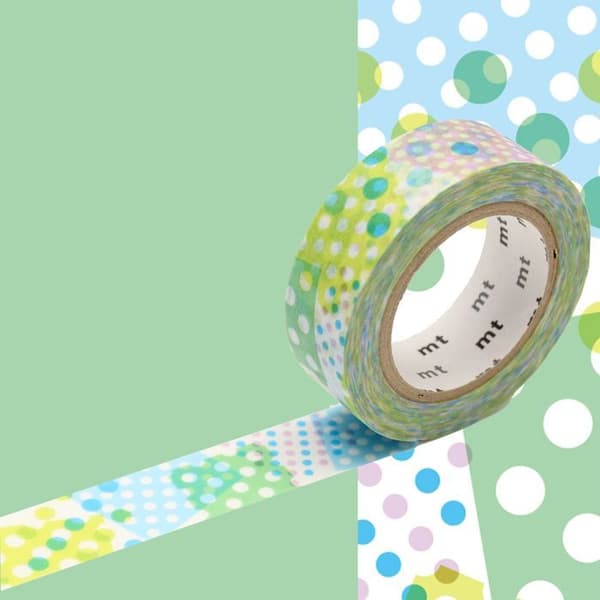 Polka dot maskeringstejp - Blå - 1,5 cm x 7 m