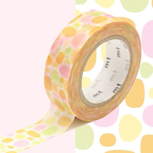 Maskeringstejp rund orange kullersten - 1,5 cm x 7 m