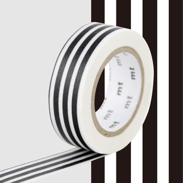 Masking Tape MT Lines svart - kant svart Svart