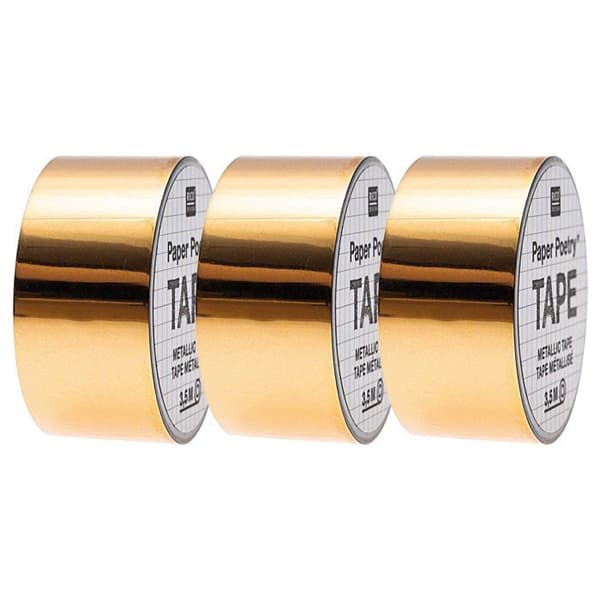 3 st gyllene spegelmaskeringsband 1,9 cm x 3,5 m