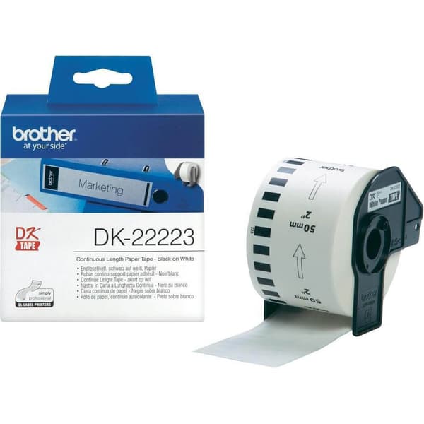 Etiketter DK22223 50mm Svart på Hvit