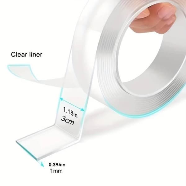 2Pcs 3 Meter Dubbelhäftande Nanotejp Återanvändbar Transparent