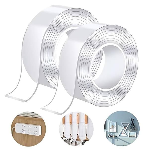 2Pcs 3 Meter Dubbelhäftande Nanotejp Återanvändbar Transparent