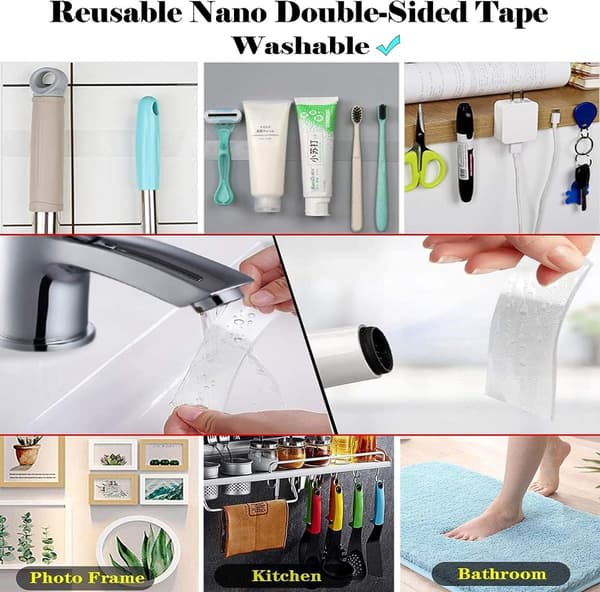 2 Pack Nano Teippi Jäljetön kaksipuolinen liima 6m