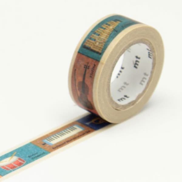 Maskeringstejp KIDS - Flerfärgat instrument - 1,5 cm x 7 m