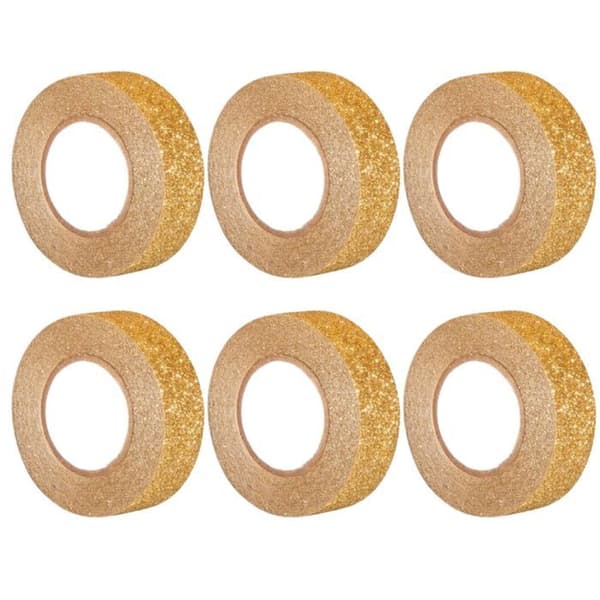 6 st glitterband 5 m x 1,5 cm - guld