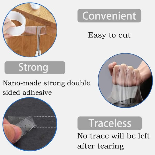 INF Tosidig og ikke-merkende nanotape, 3m - 2 stk