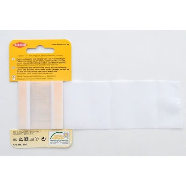 Kleiber 40 x 6 cm termofiljande elastiskt band för klädreparation, Vit - 300-03