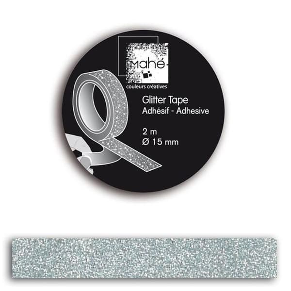 2 st glitter maskeringstejper 2 m x 15 mm - silver