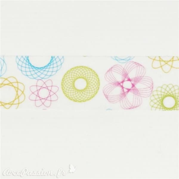 Maskeringstejp flerfärgade rosetter washi självhäftande papperstejp 1,5 cm x 10 m Flerfärgad
