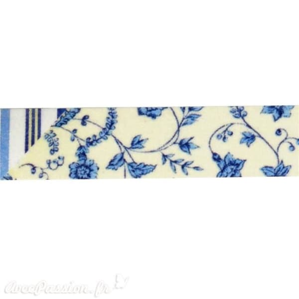 Maskeringstejp blå blommor washi självhäftande papperstejp 1,5 cm x 10 m Blå