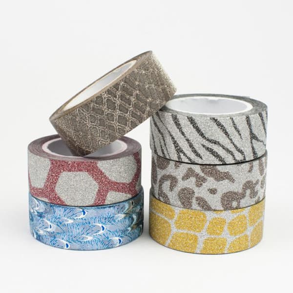 Maskeringstejp pailleté 1,5 cm 6 stycken Djur