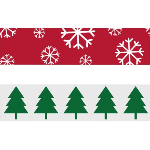 Washi-tejp Jul Gran och Snöflinga 3m x 15 mm 2 stycken