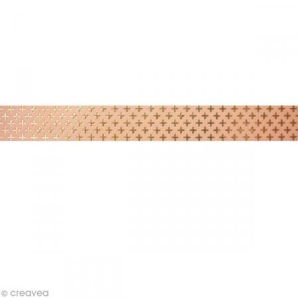 Rosa Maskeringstejp 1,5 cm x 10 m - Kors - guld