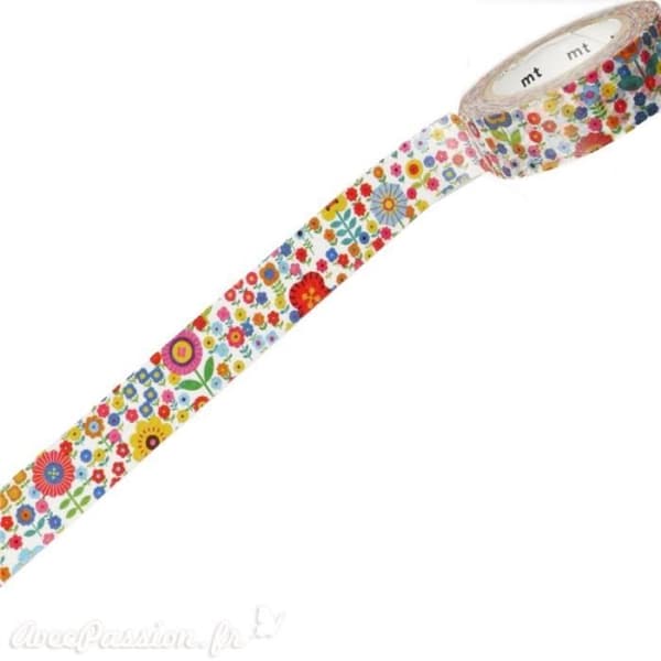 Maskeringstejp - Flerfärgad - 1,5 cm x 10 m - Washi tejp - Kreativ dekoration - Klistermärke