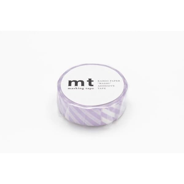 Maskeringstejp MT 1,5 cm Randig lila och vit