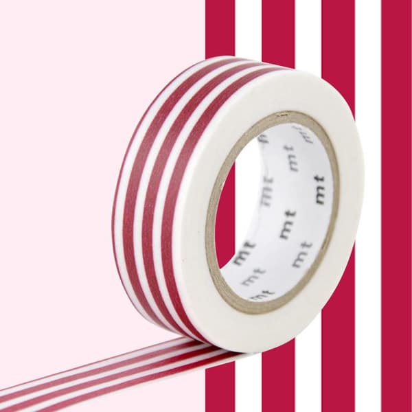 Masking Tape MT Röda linjer - border strawberry