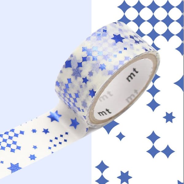 Masking Tape MT FAB metalliserad stjärnor blå - star blue