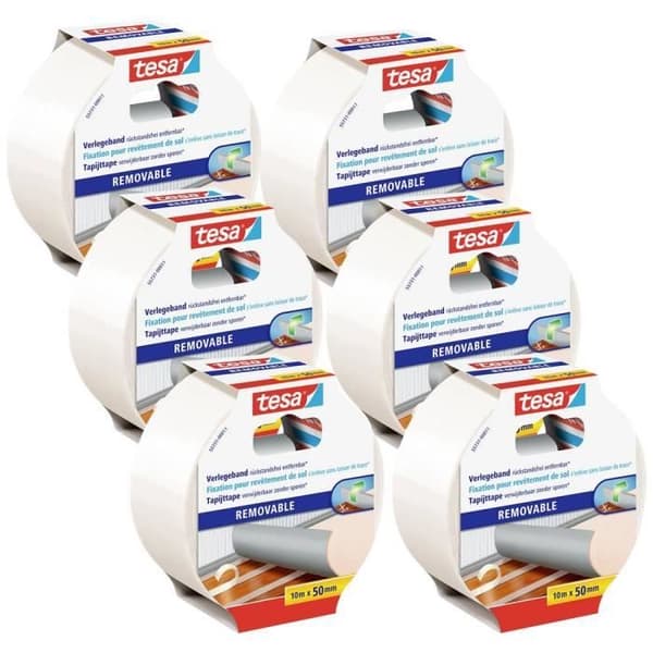 tesa 55731-00500-11 Dubbelhäftande tejpsats Vit (L x B) 10 m x 50 mm 6 st.