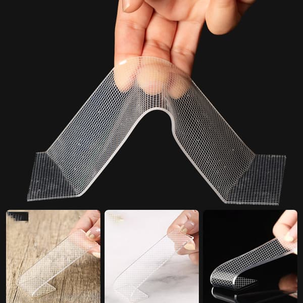 INF Kaksipuolinen nanogrip-teippi (2 mm x 2 cm x 5 m) - Läpinäkyvä